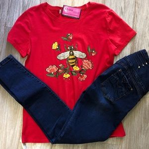 Red Bumblebee Tshirt with gems Tee